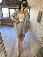 Set aus Shorts und Rock mit Gingham-Karomuster