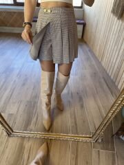 Set aus Shorts und Rock mit Gingham-Karomuster