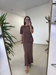 İv 25198 Modal Kalem Etekli Kahve Takım