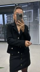Gümüş Düğmeli Tok Kaşe Siyah Ceket