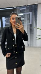 Gümüş Düğmeli Tok Kaşe Siyah Ceket