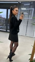 Gümüş Düğmeli Tok Kaşe Siyah Ceket