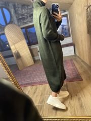Haki oversize balıkçı triko elbise