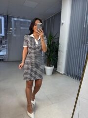 Sg Polo Yaka Jakarlı Baharlık Siyah Triko Elbise