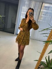 Orj.Marka Hardal Zebra Şifon Elbise