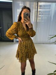 Orj.Marka Hardal Zebra Şifon Elbise