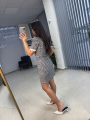 Sg Polo Yaka Jakarlı Baharlık Siyah Triko Elbise