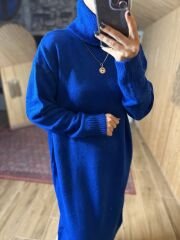 Saks oversize balıkçı triko elbise