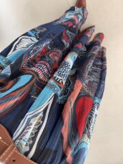 MN Kendinden Kemerli Renkli Midi Etek