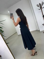 Kr 23481 Laci Poplin Kemerli Kolsuz Elbise