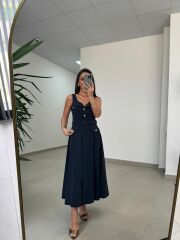 Kr 23481 Laci Poplin Kemerli Kolsuz Elbise