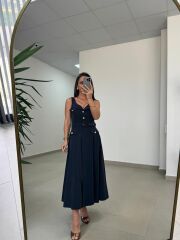 Kr 23481 Laci Poplin Kemerli Kolsuz Elbise