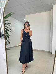 Kr 23481 Laci Poplin Kemerli Kolsuz Elbise