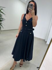 Kr 23481 Laci Poplin Kemerli Kolsuz Elbise