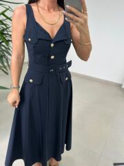 Kr 23481 Laci Poplin Kemerli Kolsuz Elbise